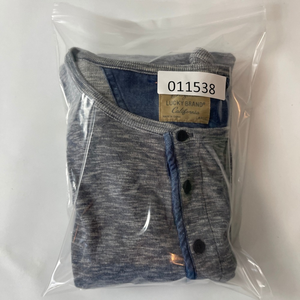 Lucky Brand Shirt Mens Large Blue Waffle Knit Thermal Henley Y2K Outdoor Grunge - Picture 8 of 8